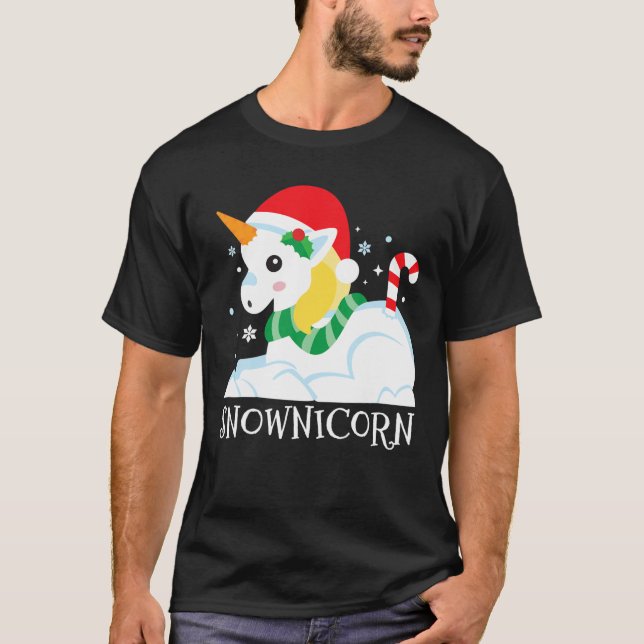 Snownicorn Unicorn Funny Cute Winter Girl Christma T-Shirt (Front)