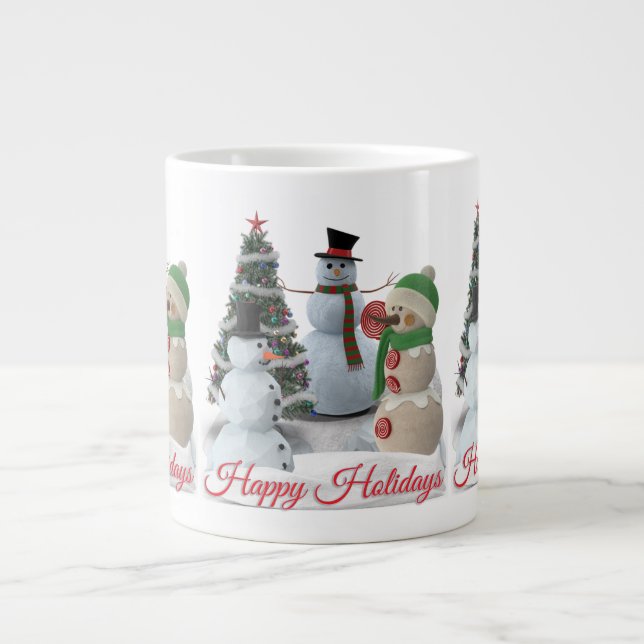 SnowPals Happy Holidays red script Large Coffee Mug (Front)