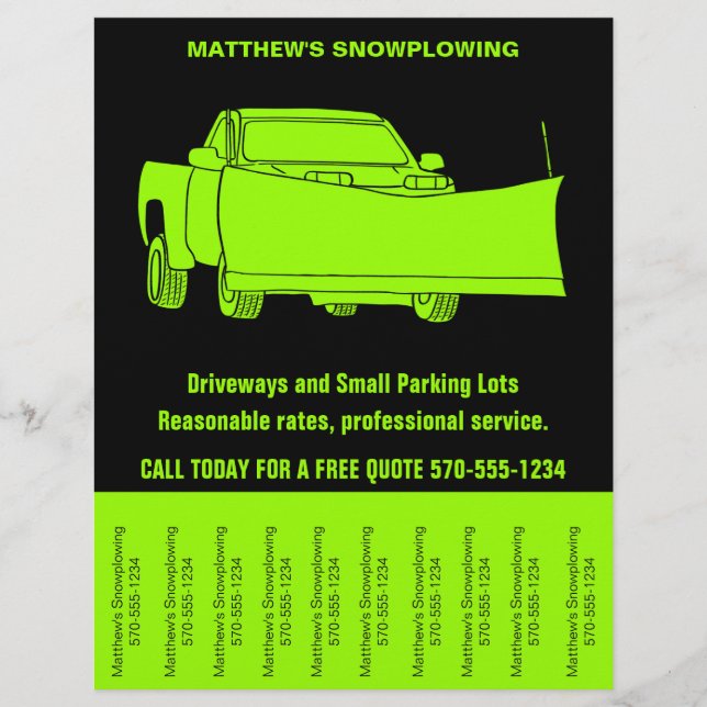 Snowplowing Business Flyer with Tear off Strips (Front)