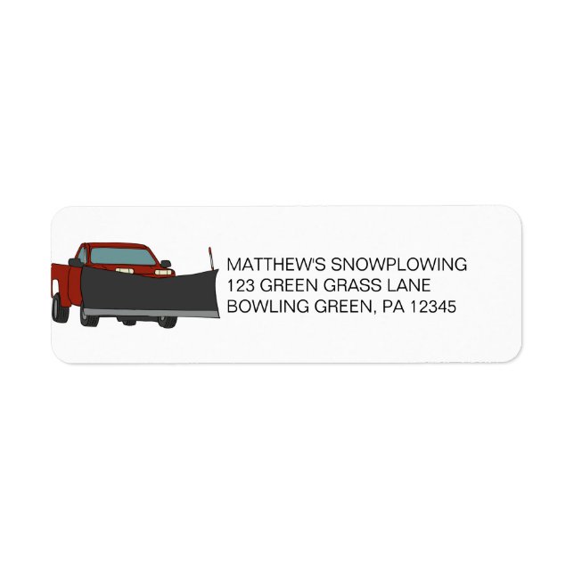 Snowplowing Business Snow Plow Return Address (Front)