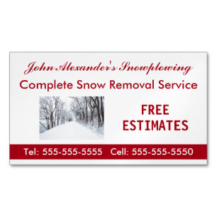 Snowplowing, Snow Removal, and Service Business Magnetic Business Card