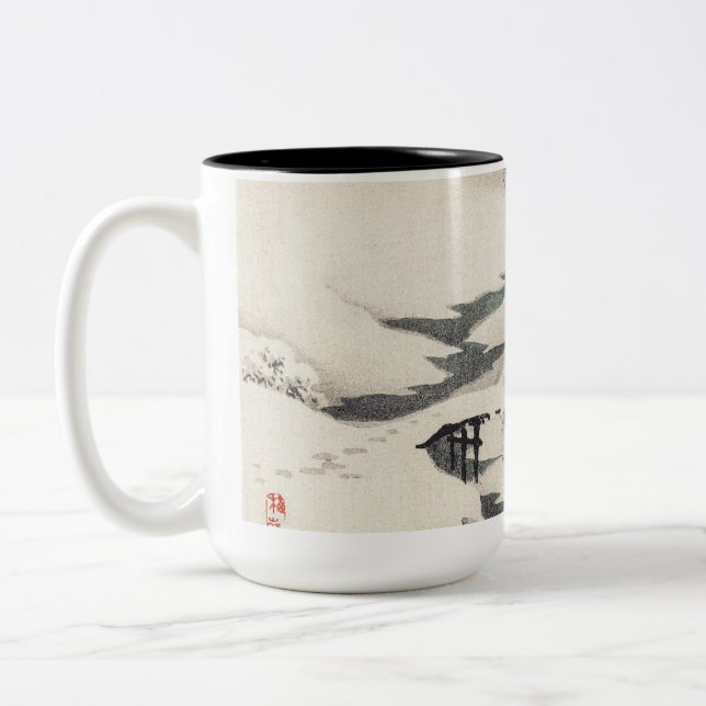 Snowscape by Kōno Bairei Two-Tone Coffee Mug (Left)
