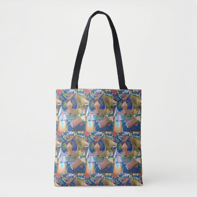 snowshoe crafting kitty tote bag (Front)