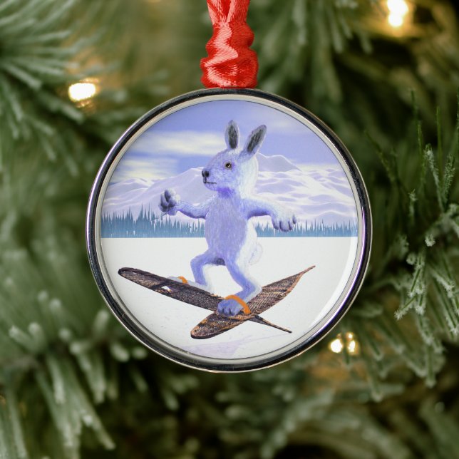 Snowshoe Hare Metal Ornament (Tree)