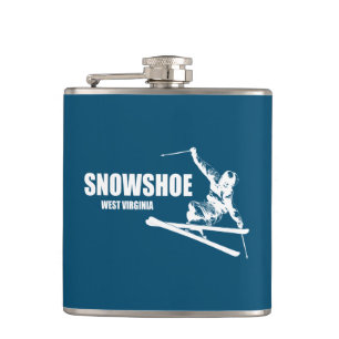 Snowshoe Mountain West Virginia Skier Hip Flask