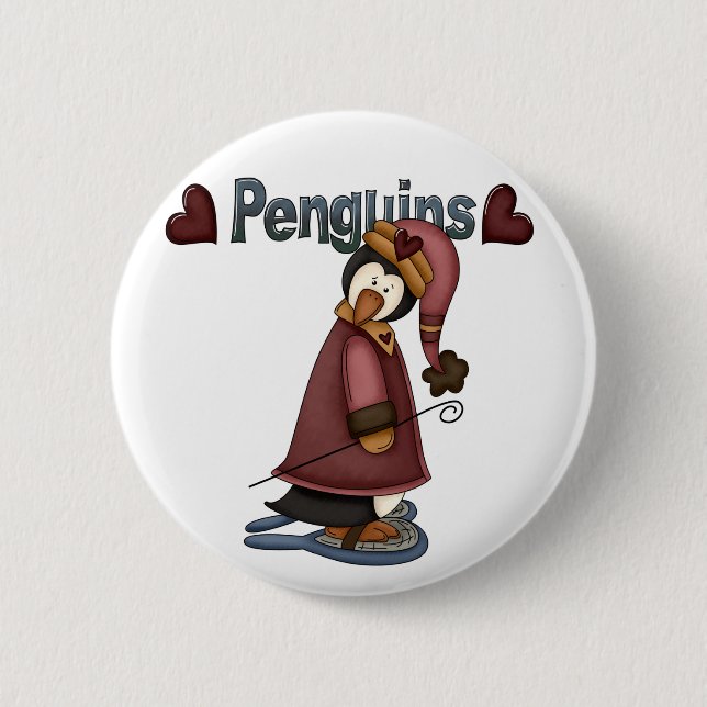 Snowshoe Penguin T-shirts and Gifts 2 Inch Round Button (Front)