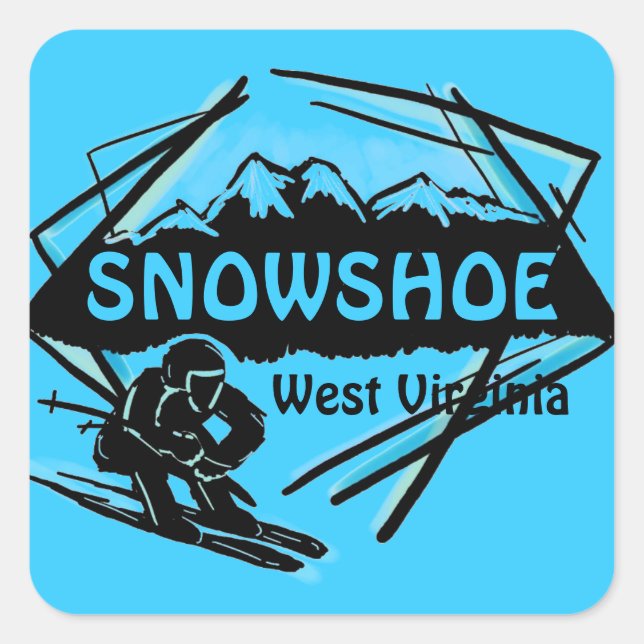 Snowshoe West Virginia blue ski logo stickers (Front)