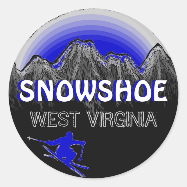 Snowshoe West Virginia blue ski stickers (Front)