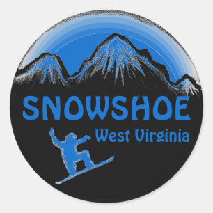 Snowshoe West Virginia blue snowboard stickers