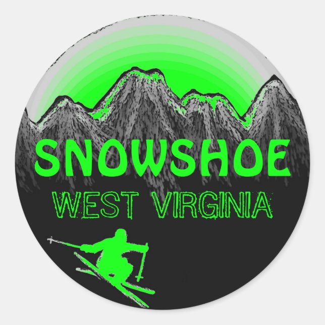 Snowshoe West Virginia Green ski stickers (Devant)