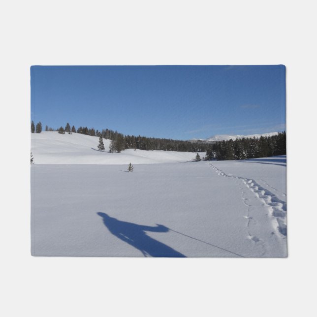 Snowshoeing in Yellowstone National Park Doormat (Front)