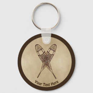 Snowshoes On Old Paper Keychain