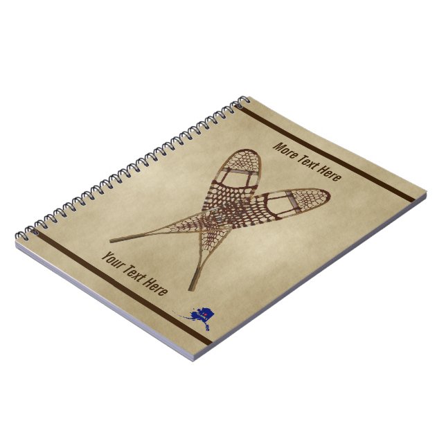 Snowshoes On Old Paper Notebook (Left Side)