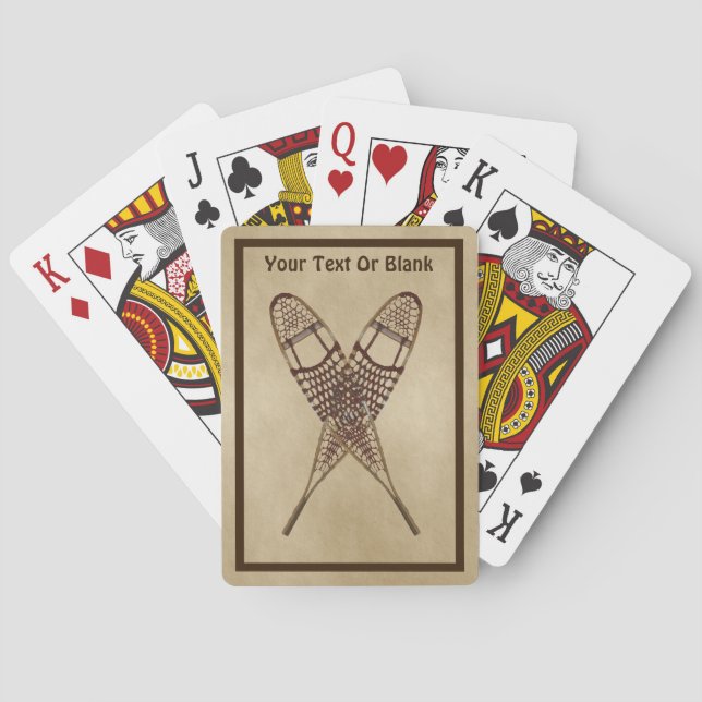 Snowshoes On Old Paper Playing Cards (Back)