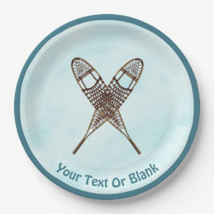 Snowshoes On Snow Paper Plate