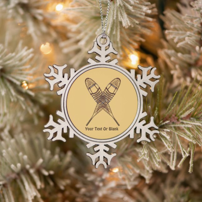 Snowshoes Snowflake Pewter Christmas Ornament (Tree)