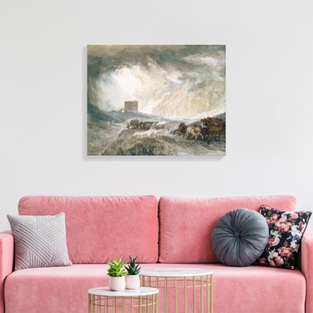 Snowstorm, Mont Cenis Canvas Print (Insitu(LivingRoom))