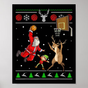 Snowtorious Basketball Christmas Ugly Sweater Dunk Poster