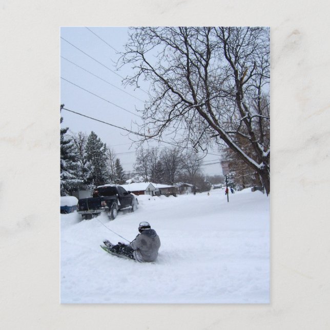snowtubing winter fun postcard (Front)