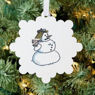 Snowwoman snowflake paper ornament card