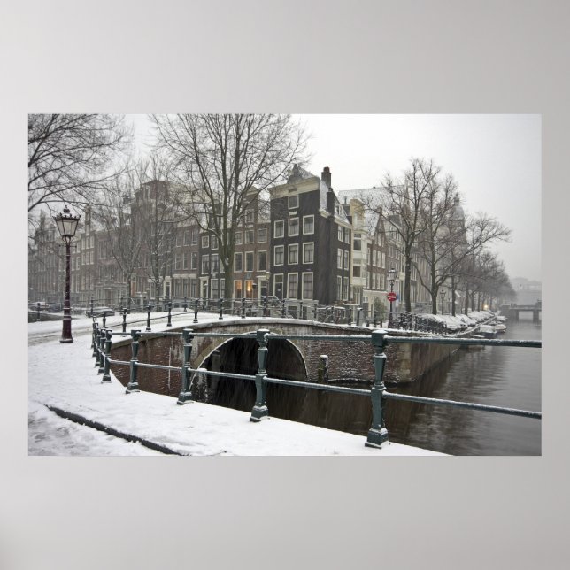 Snowy Amsterdam in the Netherlands in winter Poster (Front)