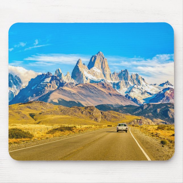 Snowy Andes Mountains, El Chalten, Argentina Mouse Pad (Front)