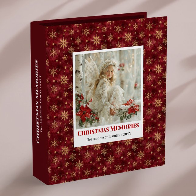 Snowy Angelic Red Poinsettia Holiday Charm memory  Binder (Snowy Angelic Red Poinsettia Holiday Charm memory album)