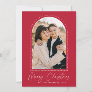 Snowy Arch Red Merry Christmas Photo Holiday Card