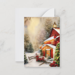 Snowy barn budget mini Christmas Card