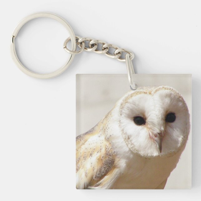 Snowy Barn Owl  Acrylic Keychain (Front)