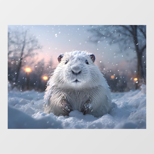Snowy Beaver Window Cling (Sheet)