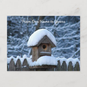 Snowy Birdhouse Holiday Greeting Postcard