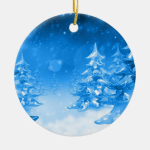 Snowy Blue Forrest Christmas Ornament