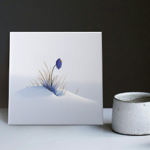 Snowy Blue Mountain Crocus Reborn Flower Ceramic T Tile