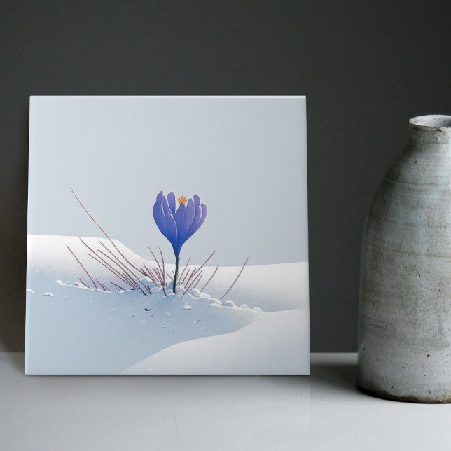 Snowy Blue Mountain Crocus Reborn Flower Ceramic T Tile (Creator Uploaded)