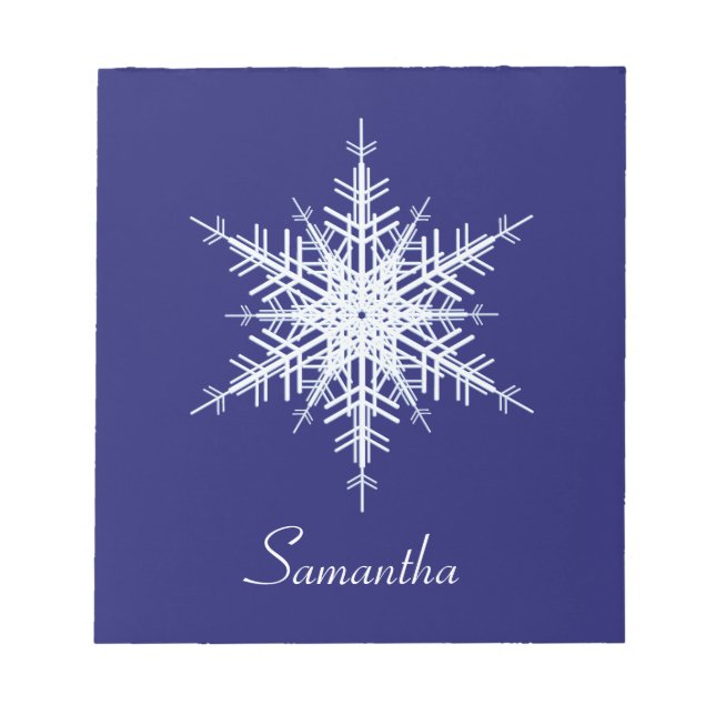 Snowy Blue Snowflake Notepad (Front)