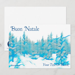 Snowy Blue Trees - Buon Natale Card