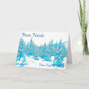Snowy Blue Trees - Buon Natale Card
