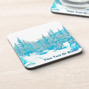 Snowy Blue Trees Coaster
