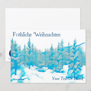 Snowy Blue Trees - Fröhliche Weihnachten Card