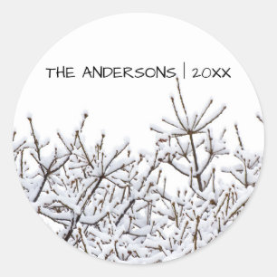 Snowy Branches - Circle Sticker
