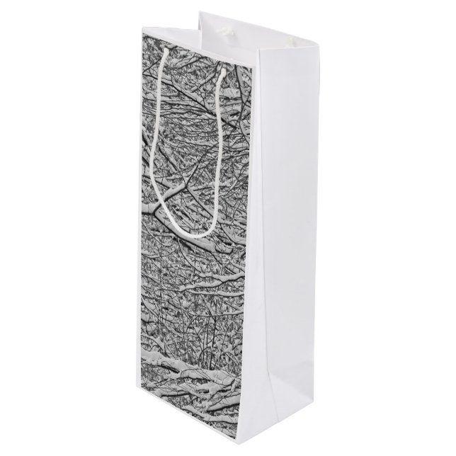 Snowy Branches Wine Gift Bag (Front Angled)