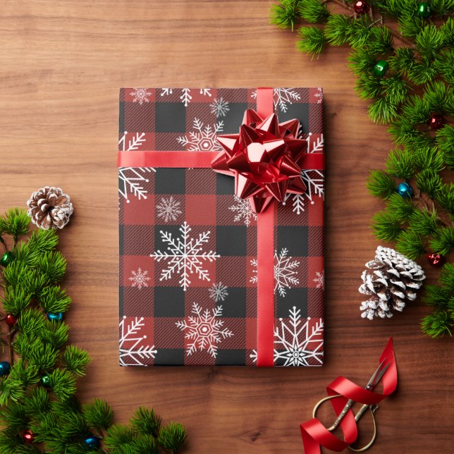 Snowy Buffalo Plaid Wrapping Paper (Holiday Gift)