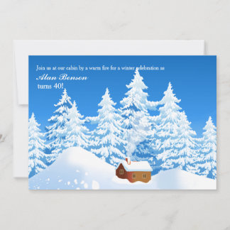 Snowy Cabin Invitation