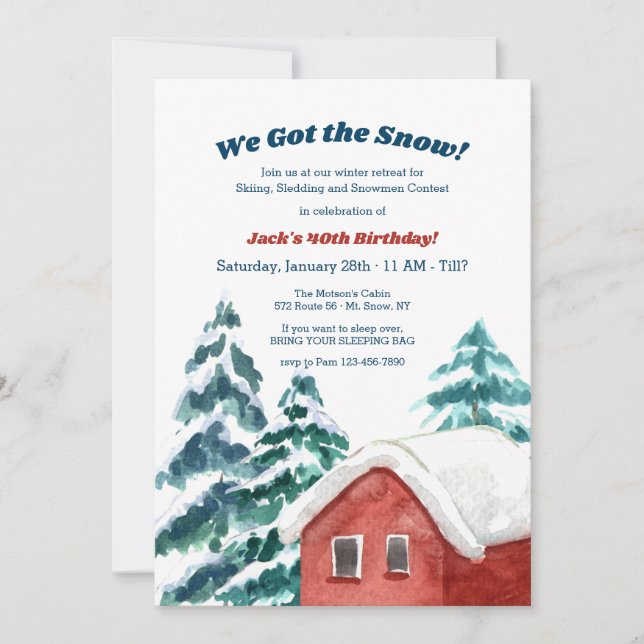 Snowy Cabin Invitation (Front)