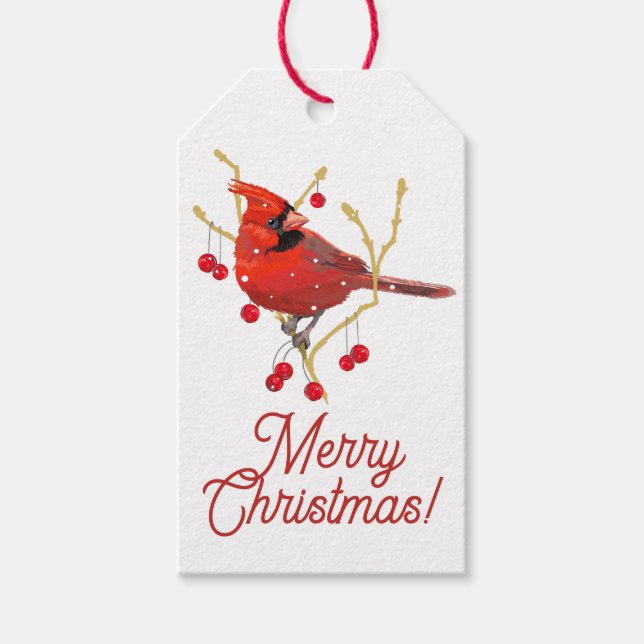 Snowy Cardinal Gift Tags (Front)