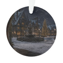 Snowy Castle Courtyard Ornament