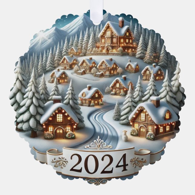 Snowy Christmas 2024  Ornament Card (Front)