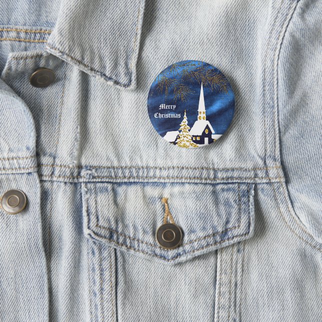 Snowy Christmas Church Amen Button (In Situ)