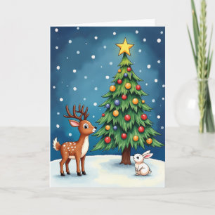 Snowy Christmas Deer Bunny Card